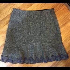 Rebecca Taylor skirt tweed gray wool silk confetti
